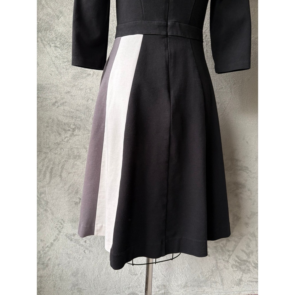 Boden Dress 6 Black Colorblock Fit Flare Mod Professional Office Retro Stretchy - Picture 8 of 13